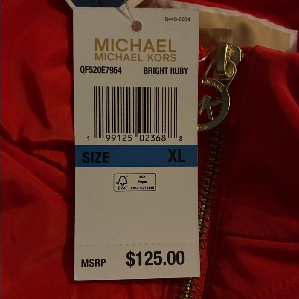 Michael Kors Vibrant Red Quilted Puffer Vest Womans XL NWT $125 MSRP - Picture 3 of 4